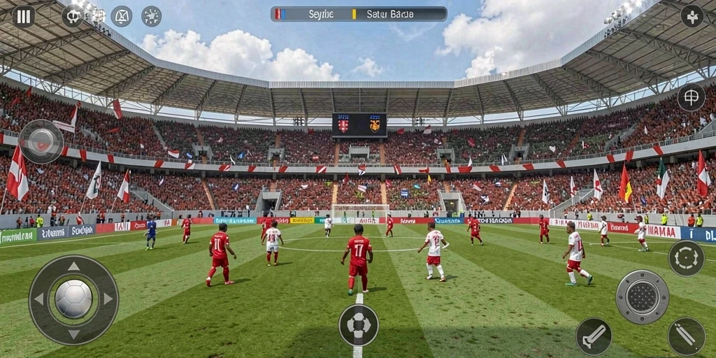 Lingkungan permainan yang kaya detail dan menarik.